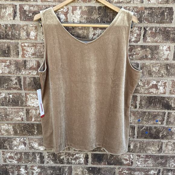 NWT Talbots XL Bronze Velour Reversible Dressy‎ Tank Top Two Neck Styles Shimmer - Picture 1 of 8